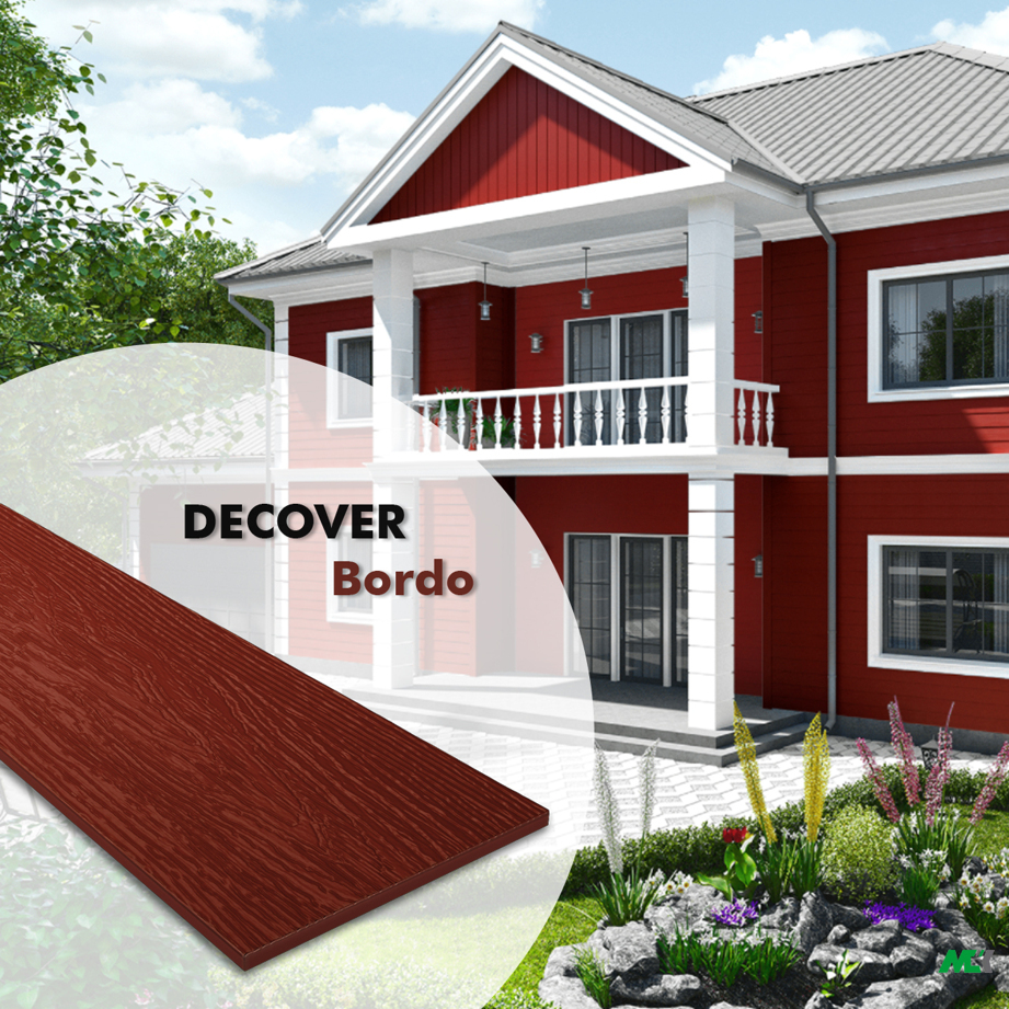 Фибросайдинг DECOVER 3600х190х8 мм Bordo