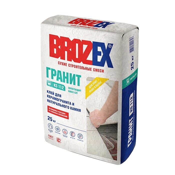 Клей для керамической плитки и натурального камня BROZEX KS-112 ГРАНИТ, 25 кг