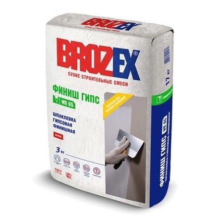 Шпаклевка гипсовая финишная BROZEX WR-65 ФИНИШ ГИПС, 3 кг